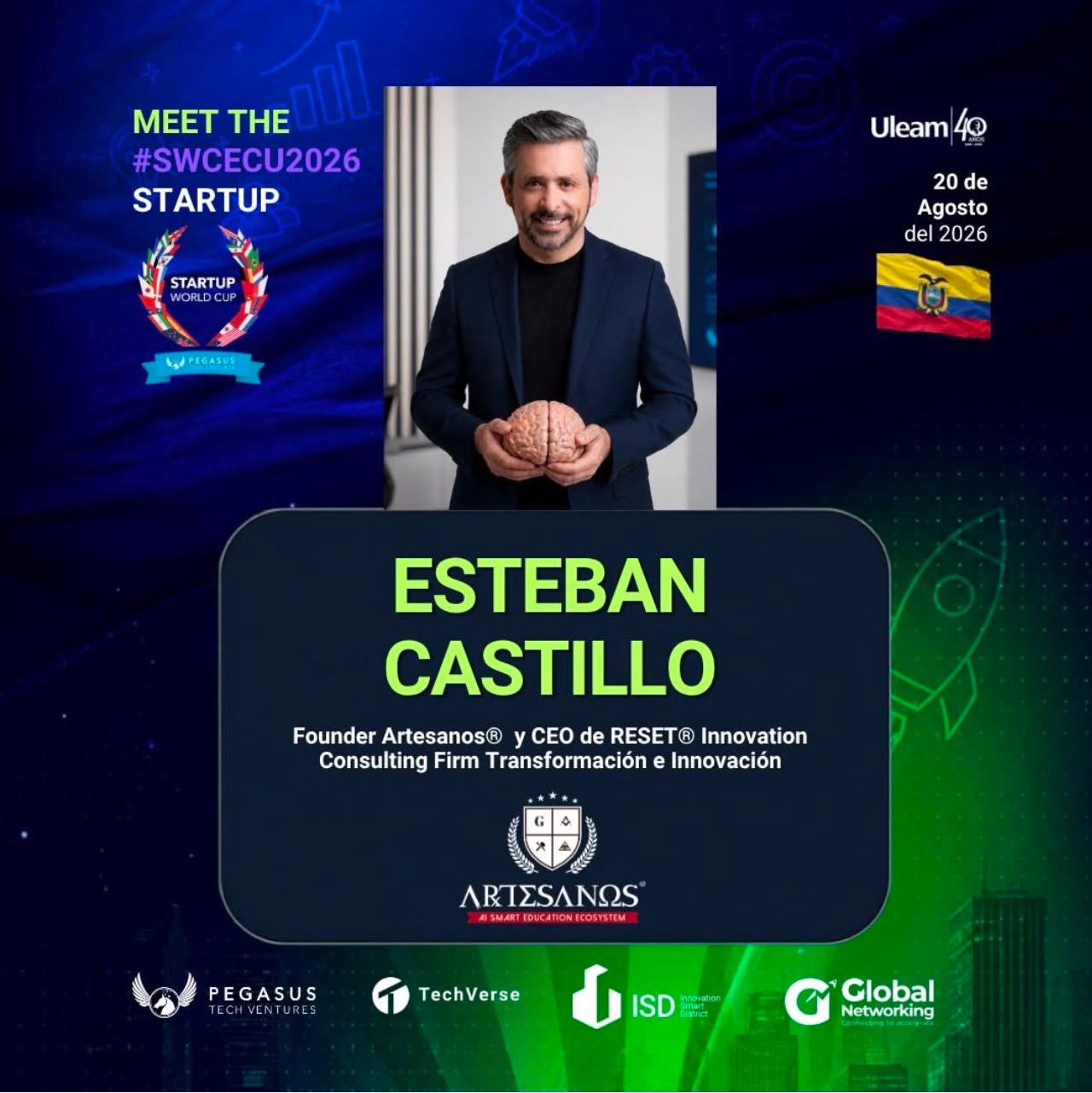 Artesanos AI Smart Education seleccionado para Startup World Cup Ecuador 2026